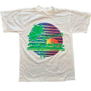 VTG 80s Bahamas Sunset Beach Dorsett Tees Single Stitch tropical Tourist Tee M